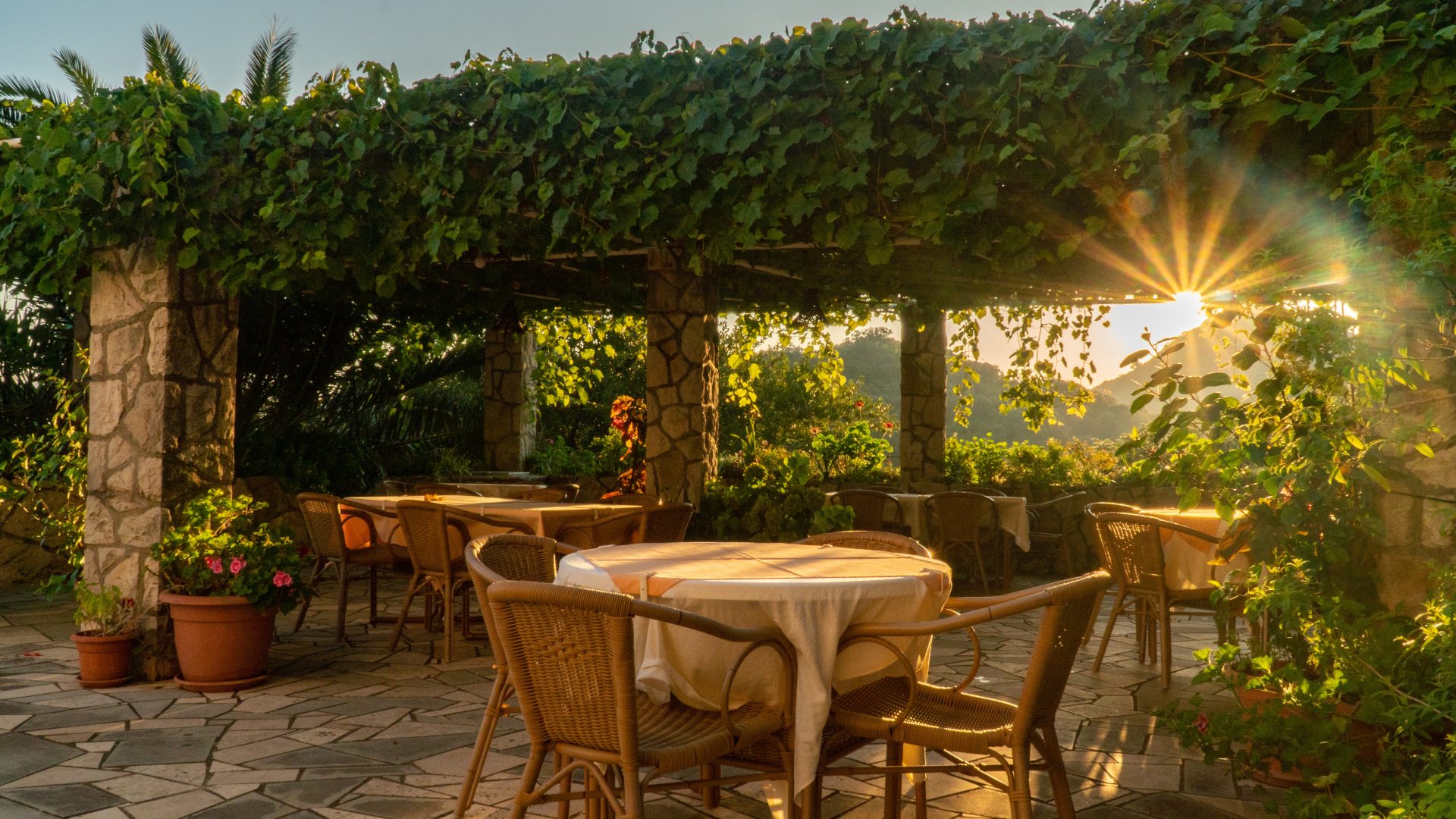 Italian style outdoor eating area